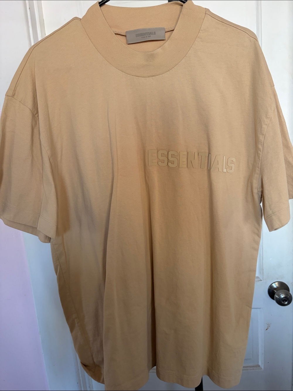 ESSENTIALS Men’s Tan Logo Short Sleeve Tee
